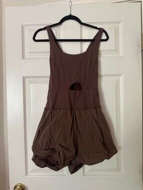 Brown Athletic Sleeveless Cutout Romper